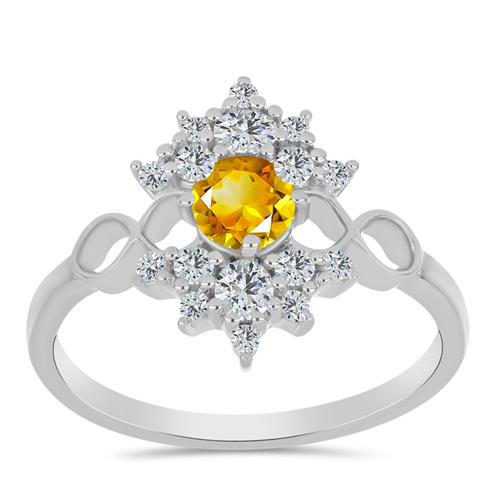 BUY 925 SILVER RING WITH NATURAL CITRINE GEMSTONE 